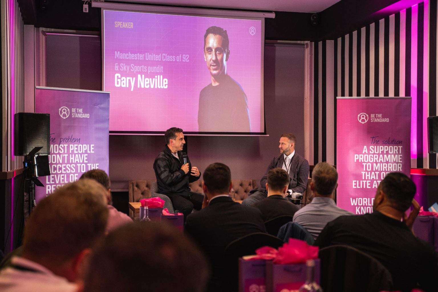 Be the Standard speaker Gary Neville being interviewed by Founder Paul Cheetham Karcz